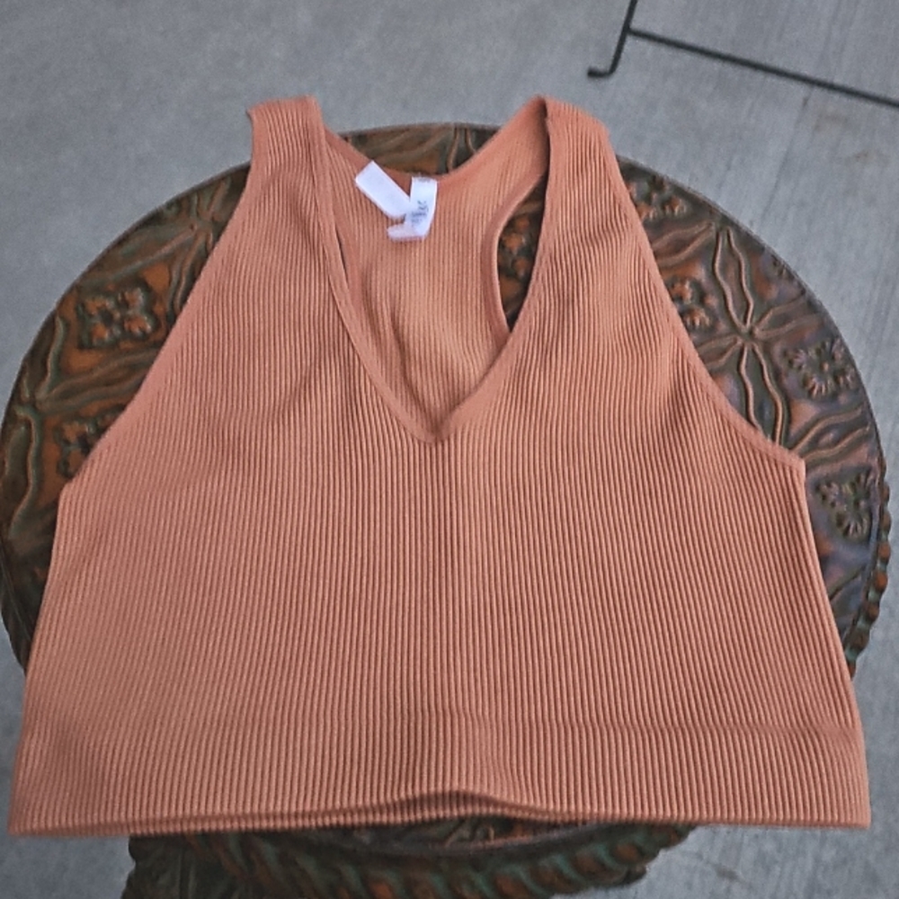 Zenana Brown Ribbed Tank Bralette. Nwots, sz lg/xlg Super Soft. Great For FALL